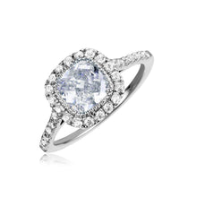 Load image into Gallery viewer, Sterling Silver Rhodium Plated Square Halo CZ Ring