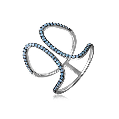 Sterling Silver Rhodium plated Turquoise Stones Ring