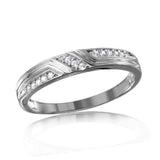 Mens Sterling Silver Rhodium Plated CZ Design Ring