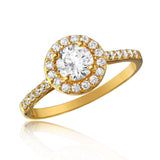 Sterling Silver Gold Plated Thin Micro Pave Ring with CZ