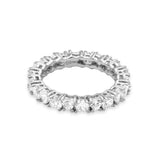 Sterling Silver Rhodium Plated Eternity Ring With Heart Shaped CZAnd Width 4mmAnd Thickness 3mmx3mm