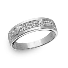 Load image into Gallery viewer, Sterling Silver Rhodium Plated  Trio Bar Eternity Ring with CZAnd Width 6mm