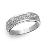 Sterling Silver Rhodium Plated  Trio Bar Eternity Ring with CZAnd Width 6mm