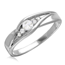 Load image into Gallery viewer, Sterling Silver Rhodium Plated  Round CZ Center Stones Wedding Ring And Band Width 5.7mm