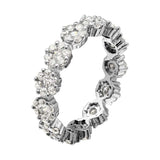 Sterling Silver Rhodium Plated Flower Shaped Eternity Rings With CZ StonesAnd Widt 4.6mm