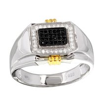 Load image into Gallery viewer, Sterling Silver Men&#39;s Two Toned CZ Rectangular Ring