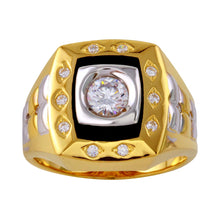 Load image into Gallery viewer, Sterling Silver Tri Color Square Ring with CZ