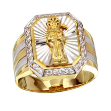 Load image into Gallery viewer, Sterling Silver Two Toned Santa Muerte Ring with CZ