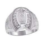 Sterling Silver Rhodium Plated Lady Of Guadalupe Ring
