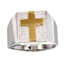 Load image into Gallery viewer, Sterling Silver Men&#39;s Two-Toned Cross Ring