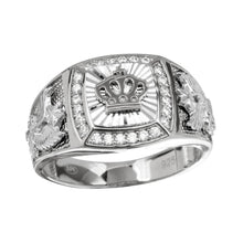 Load image into Gallery viewer, Sterling Silver Rhodium Plated 13mm Crown Ring