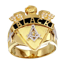 Load image into Gallery viewer, Sterling Silver Mens Gold Plated Masonik Symbol Ring