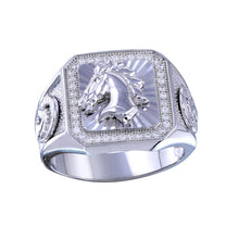 Load image into Gallery viewer, Sterling Silver Rhodium Plated Stallion Statement CZ Ring