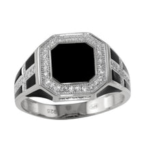 Load image into Gallery viewer, Sterling Silver Rhodium Plated Square Cross CZ Ring