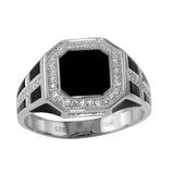 Sterling Silver Rhodium Plated Square Cross CZ Ring