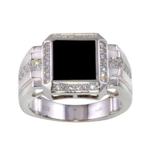 Load image into Gallery viewer, Sterling Silver Rhodium Plated Square Ring with CZ