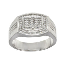 Load image into Gallery viewer, Sterling Silver Men&#39;s Rhodium Plated Micro Pave Rectangle Shape CZ Ring