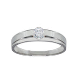 Sterling Silver Rhodium Plated Round CZ Stone Bordered Ring