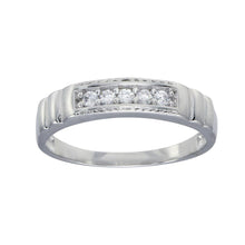 Load image into Gallery viewer, Sterling Silver Rhodium Plated Round CZ Stone Bordered Ring