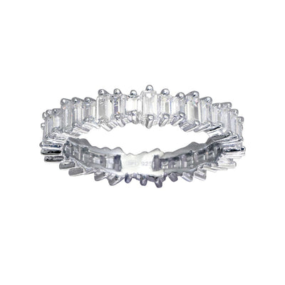 Sterling Silver Emerald Cut CZ Baguette Eternity Band Ring