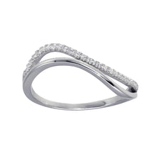 Load image into Gallery viewer, Sterling Silver Rhodium Plated Double Wave CZ Ring