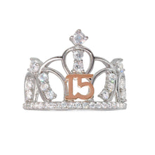 Load image into Gallery viewer, Sterling Silver CZ Quinceanera Crown Two Toned Ring