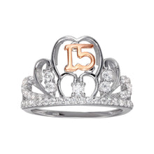 Load image into Gallery viewer, Sterling Silver CZ Quinceanera Tiara Two Toned Ring