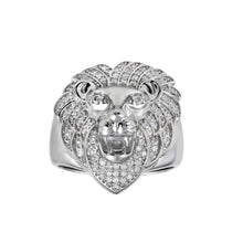 Load image into Gallery viewer, Sterling Silver Rhodium Plated Lion CZ Ring - silverdepot