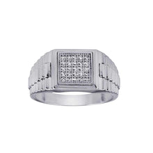 Load image into Gallery viewer, Sterling Silver Rhodium Plated Square CZ Ring - silverdepot