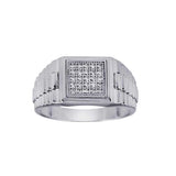 Sterling Silver Rhodium Plated Square CZ Ring