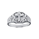 Sterling Silver Rhodium Plated Cross CZ Ring