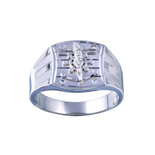 Load image into Gallery viewer, Sterling Silver Rhodium Plated Crucifix Anchor CZ Hip Hop Ring