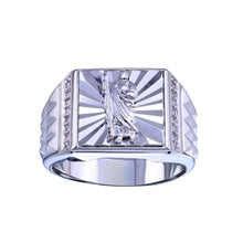Load image into Gallery viewer, Sterling Silver Rhodium Plated Saint Jude CZ Ring