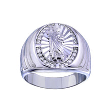 Load image into Gallery viewer, Sterling Silver Rhodium Plated Saint Jude CZ Ring