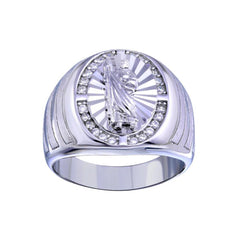 Sterling Silver Rhodium Plated Saint Jude CZ Ring