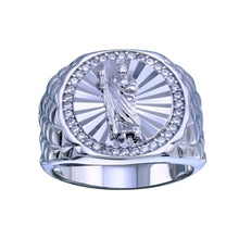 Load image into Gallery viewer, Sterling Silver Rhodium Plated Saint Jude CZ Ring