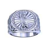 Sterling Silver Rhodium Plated Saint Jude CZ Ring
