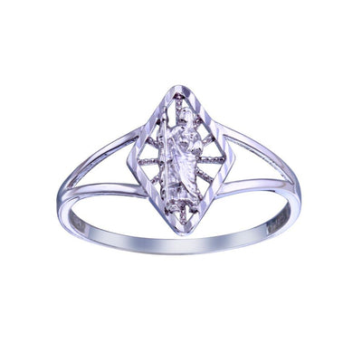 Sterling Silver Rhodium Plated Saint Jude Diamond Cut Ring