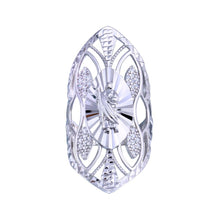Load image into Gallery viewer, Sterling Silver Rhodium Plated Saint Jude CZ Filigree Ring