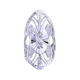 Sterling Silver Rhodium Plated Saint Jude CZ Filigree Ring