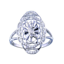 Load image into Gallery viewer, Sterling Silver Rhodium Plated Saint Jude CZ Filigree Ring