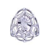 Sterling Silver Rhodium Plated Saint Jude CZ Filigree Ring