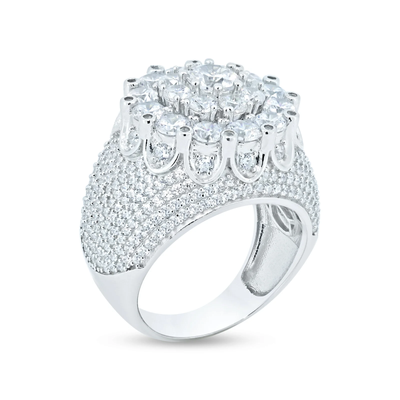 Sterling Silver Men's Rhodium CZ Encrusted Ring