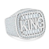 Sterling Silver Rhodium Plated CZ Encrusted King Ring