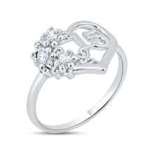 Load image into Gallery viewer, Sterling Silver Rhodium Plated Quinceanera Heart CZ Ring