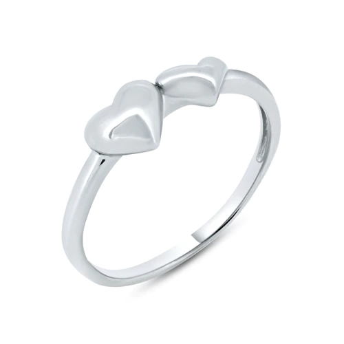 Sterling Silver Rhodium Plated Double Heart Ring