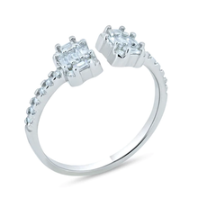 Load image into Gallery viewer, Sterling Silver Rhodium Plated Double Baguette CZ Ring