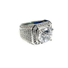 Load image into Gallery viewer, Sterling Silver Rhodium Plated Statement Studded Small and Top Clear CZ Ring-8mm