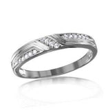 Sterling Silver Rhodium Plated CZ  Design Ring For Men With Matching Ring For WomenAnd Width 4mm