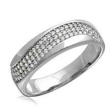 Load image into Gallery viewer, Mens Sterling Silver Rhodium Plated  Wave CZ Wedding RingAnd Band Width 6.5mm